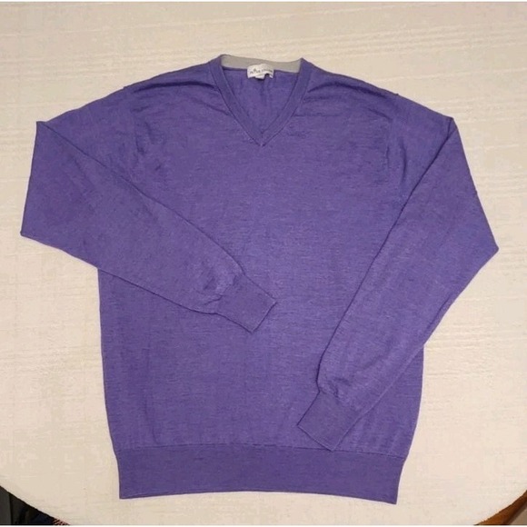 Peter Millar Other - Peter Millar Men's Wool Silk Blend Purple V Neck Sweater Classic Preppy Large